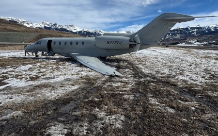 Private jet skids 300 yards off Colorado runway, sustains severe damage in violent crosswind