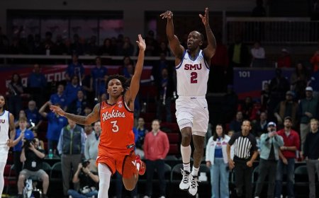 SMU's Boopie Miller sinks half-court buzzer-beater to stun Virginia Tech