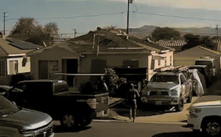 Illegal migrant workers caught on camera leaping across rooftops to escape Border Patrol in California raid