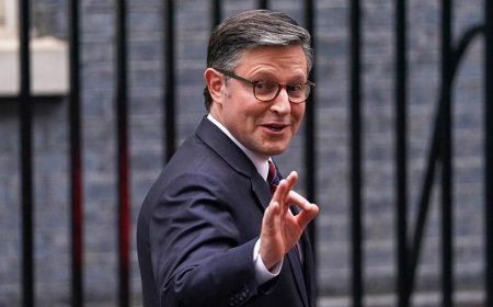 House Speaker Mike Johnson tells British Parliament he came to 'calm the waters'