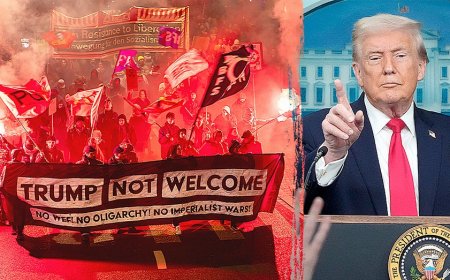 American flags torched, riot police clash with protesters ahead of Trump Davos arrival