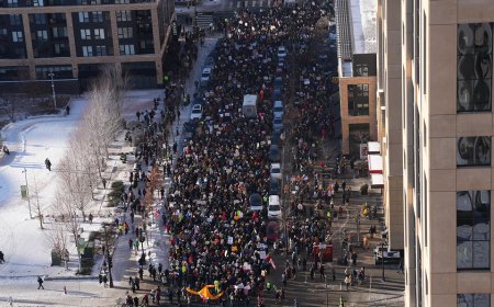 Thousands march through Minneapolis, swarm Target Center demanding ICE removal from Minnesota