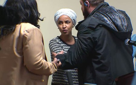 Ilhan Omar sprayed by unknown substance after man charges her at Minneapolis town hall