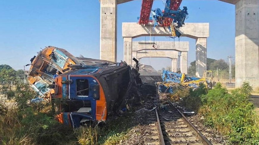 Multiple people killed after construction crane falls, derails train in Thailand