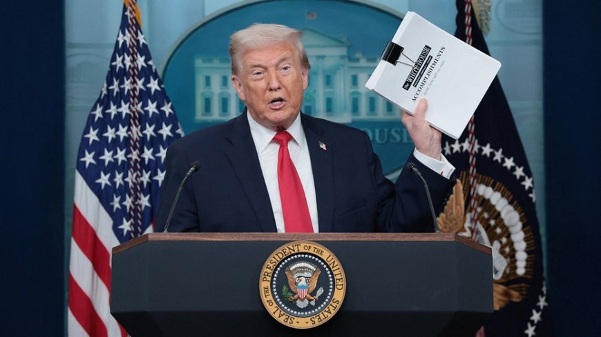 Trump appears at White House briefing one year since inauguration