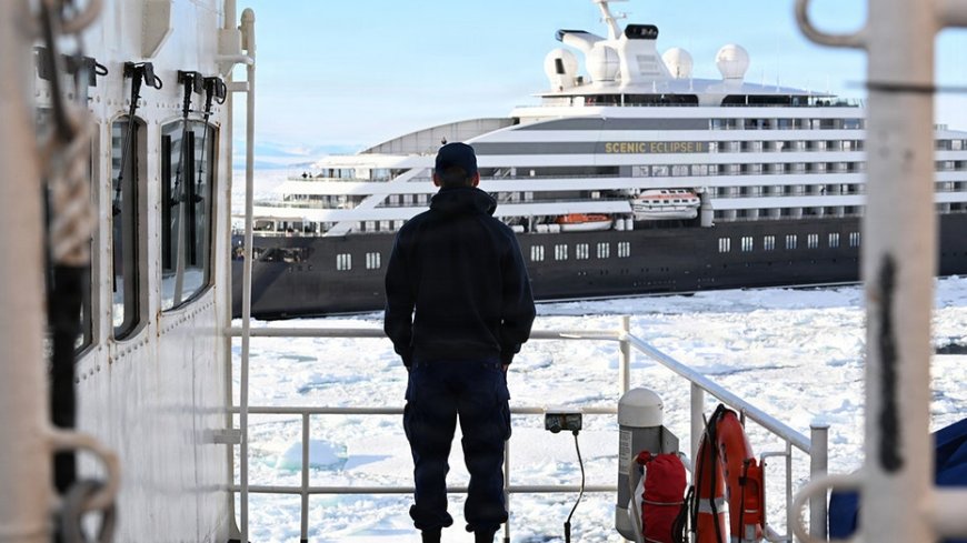 Cruise ship trapped in heavy sea ice is rescued by US Coast Guard vessel