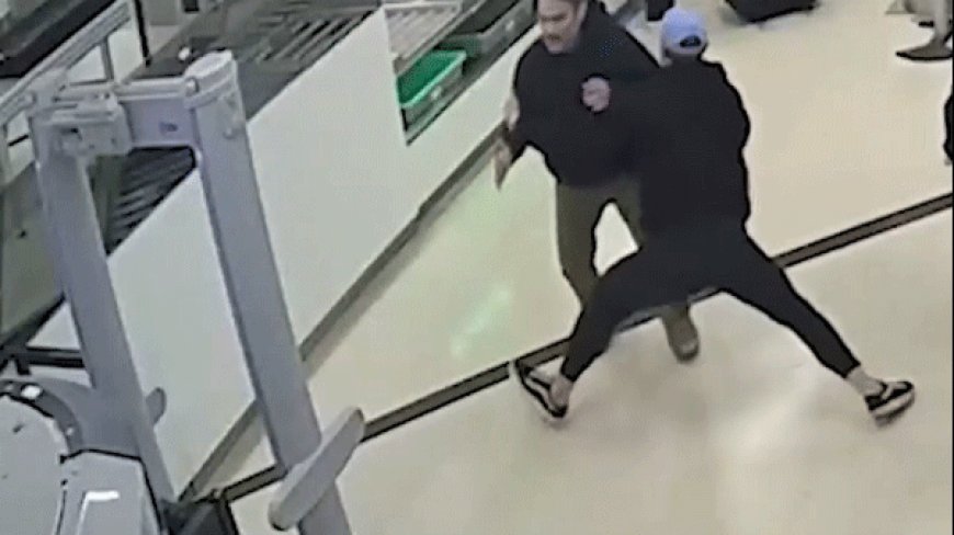 Video shows airport bystander bodyslamming TSA breach suspect in split-second takedown