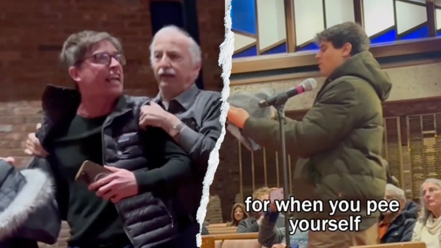 Left-wing activists storming synagogue use knee pads, adult diaper to mock Dem congressman over ICE vote