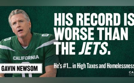California business group unveils Times Square billboard comparing Newsom to NY Jets during Super Bowl week
