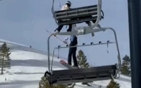 Girl, 12, dangles from ski chairlift in California before crashing to ground in terrifying video