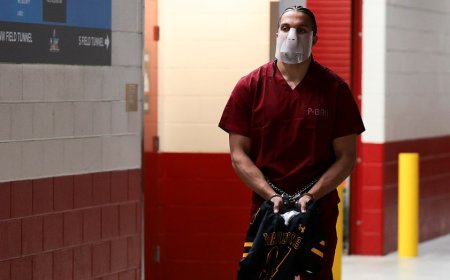 Patriots' Mack Hollins makes striking Super Bowl entrance barefoot with mask, cuffs