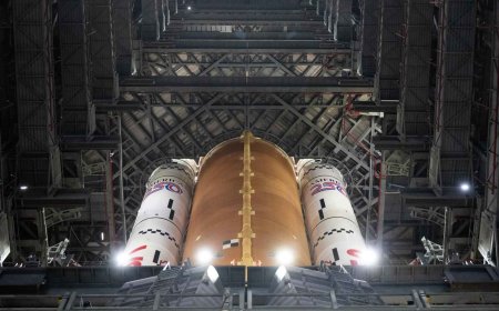 NASA is already moving its giant rocket to platform 39B, and the manned return to the Moon begins with a 4-mile journey at walking pace