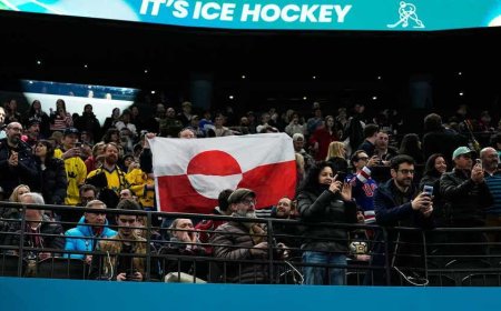 Olympic hockey fans raise Greenland's flag during USA's dominant win over Denmark, sparking viral reaction