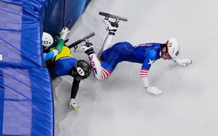 American speedskater crashes into opponents during Winter Olympics heat