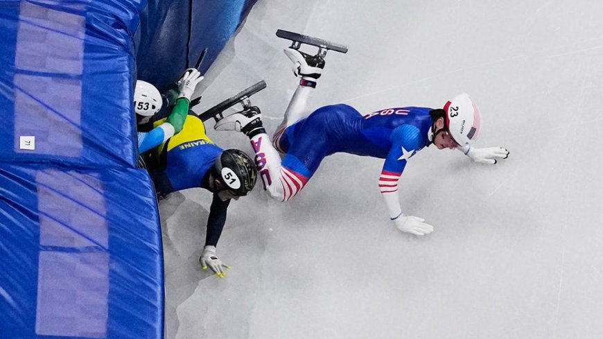 American speedskater crashes into opponents during Winter Olympics heat
