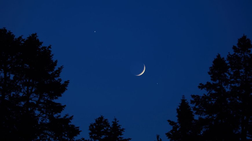 See a razor-thin crescent moon shine with Saturn after sunset on Feb. 19