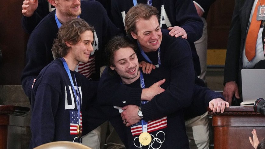 'U-S-A' chants break out in House chamber as US men's hockey gold medalists attend Trump's State of the Union