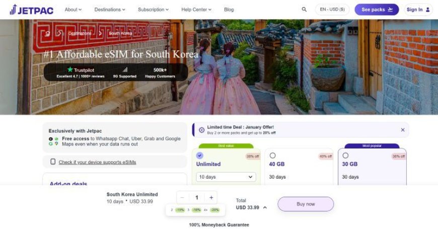 Traveling to South Korea? Jetpac eSIM offers an easy way to stay connected with a 15% exclusive discount