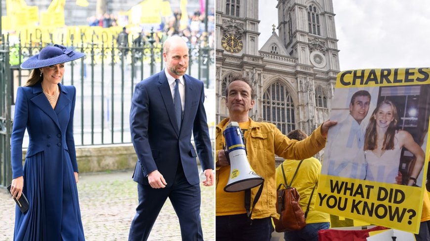 King Charles, Kate Middleton, Prince William heckled by protesters demanding answers on Andrew’s Epstein ties