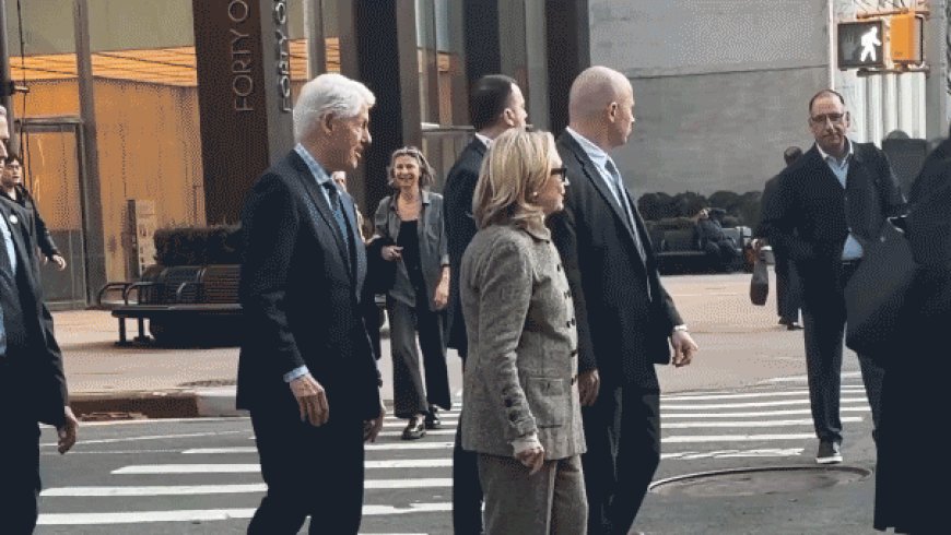 Hillary Clinton caught on video stepping back after pushy former president nudges her at busy NYC intersection