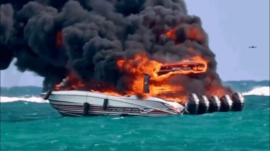 Dramatic video captures tourist boat engulfed in flames as passengers scramble to escape burning vessel