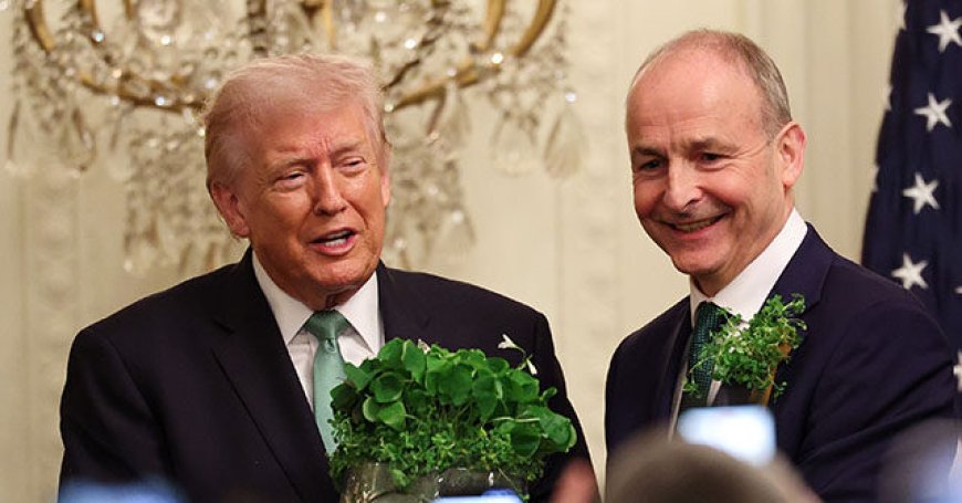 Irish Taoiseach Michael Martin Presents Trump with Shamrock Bowl in St. Patrick's Day Tradition