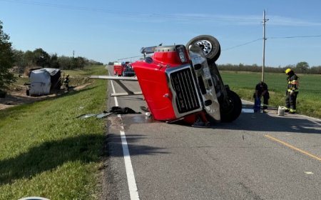 Ridge Road closed as truck overturns north of Wichita