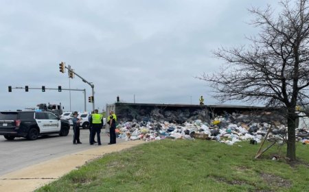 Northbound I-35 ramp closed in Olathe after semi overturns