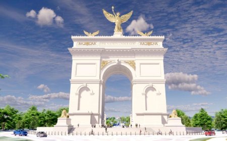 Golden eagles, lions and a winged Lady Liberty top Trump's proposed 250-foot DC Triumphal Arch designs