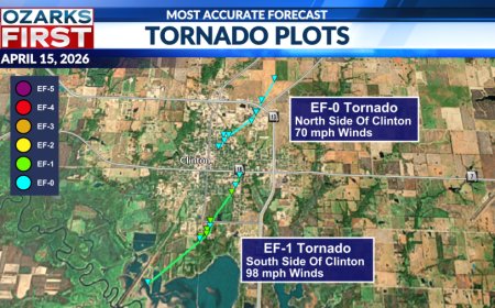 Two tornadoes touched down in Clinton, MO, Wednesday evening