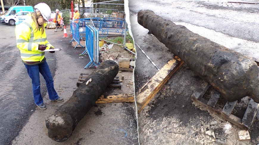 Construction crew unearths surprising 300-year-old cannon while digging in historic city