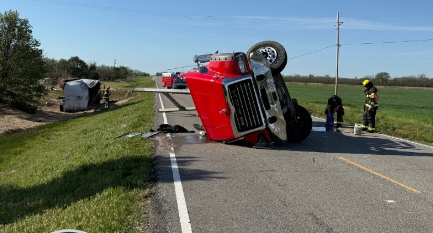 Ridge Road closed as truck overturns north of Wichita