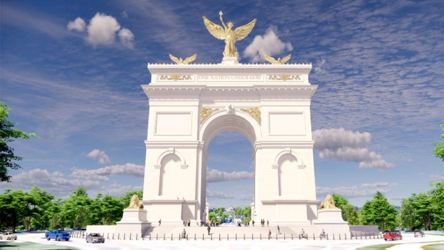 Golden eagles, lions and a winged Lady Liberty top Trump's proposed 250-foot DC Triumphal Arch designs