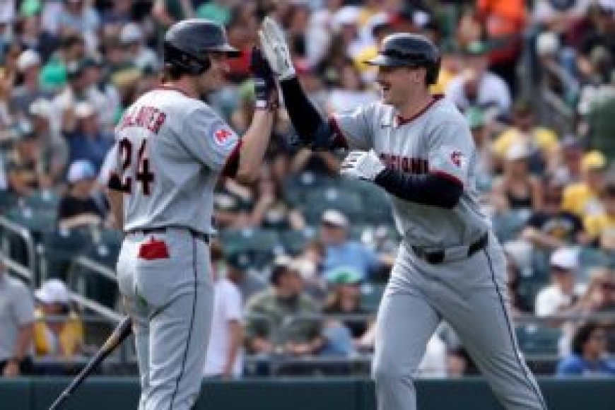 Guardians hit three HRs, pile up runs while beating Athletics