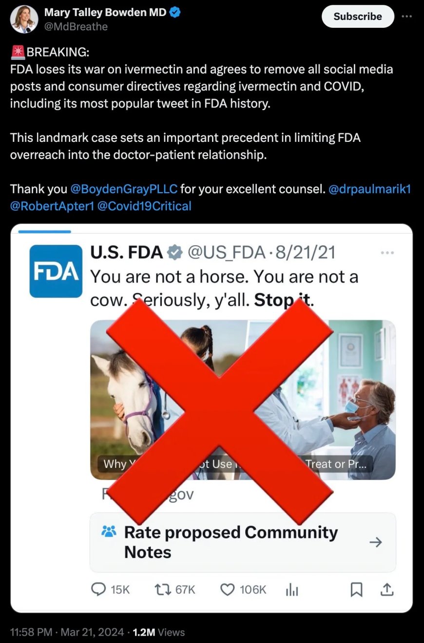 BREAKING BOMBSHELL: FDA Loses Its War On Ivermectin & Agrees To Remove ALL Social Media Posts & Consumer Directives Regarding Ivermectin & COVID, Including Its Most Popular Tweet Ever
