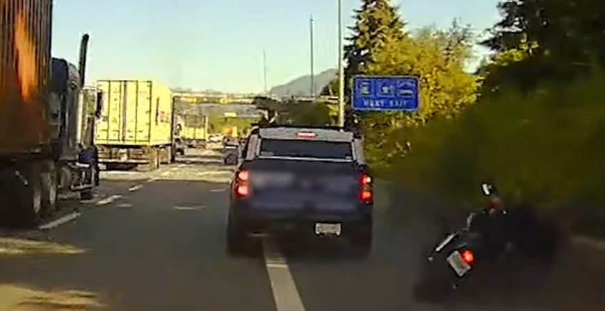 BC Highway Patrol dashcam illustrates dangers of passing on the right