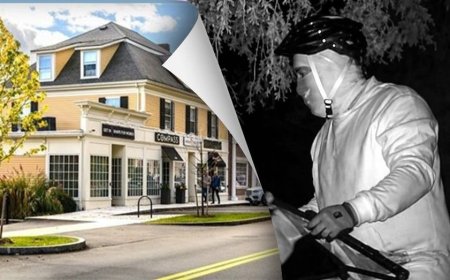 Masked helmeted prowler stalks Massachusetts mansion before slipping into woods in wealthy town: ‘It’s creepy’