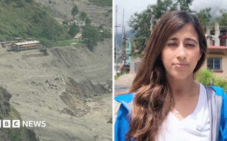 Once a village, now barren land - BBC in the valley devastated by floods