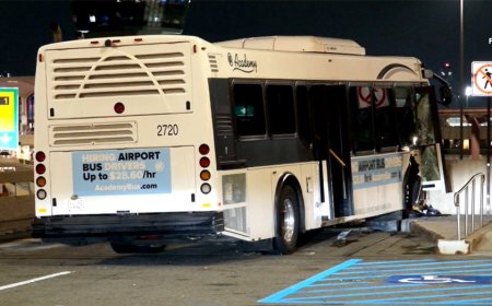 Newark airport shuttle bus slams into concrete barrier, injuring 13