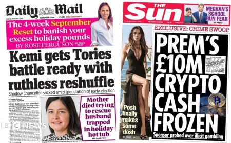 The Papers:  'Kemi gets Tories battle ready' and 'Posh makes some dosh'
