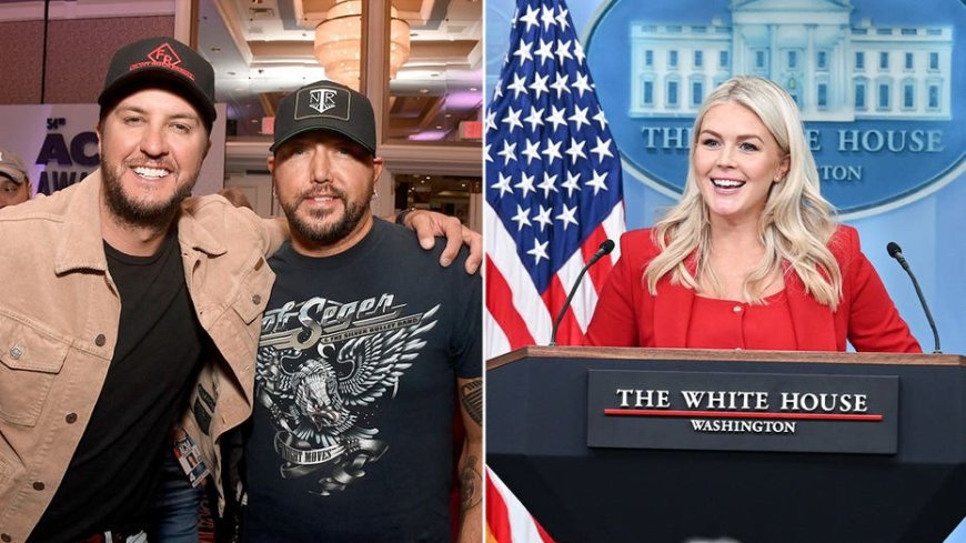 Luke Bryan tries his hand at White House press secretary with Jason Aldean by his side
