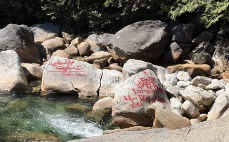 Man accused of spraying graffiti memorial on rocks at B.C. park arrested
