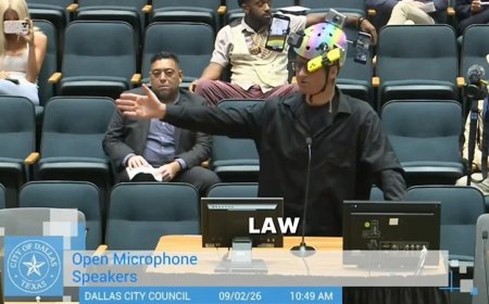 Hilarious! Man Mocks Flock Camera Invasion With Homemade Spy Helmet At Dallas City Council Meeting
