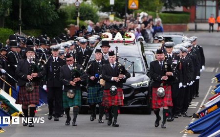 Hundreds mourn police officer killed in wrong-way A66 crash