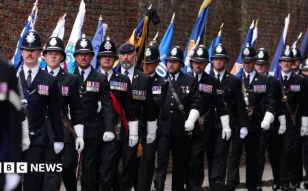 Police and army attend funeral for officer killed in wrong-way A66 crash