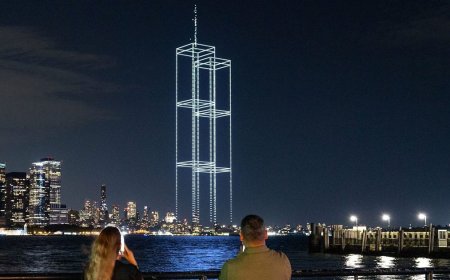 2,977 Drones Recreate Twin Towers Over Manhattan in Stunning 9/11 Tribute