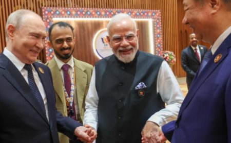 Big reunion at Brics: PM Modi, Xi &amp; Putin meet for 3rd time in 3 yrs; PM shares photo