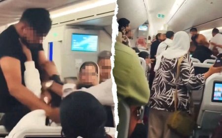 Midair brawl erupts on packed flight as screaming passengers jump from seats