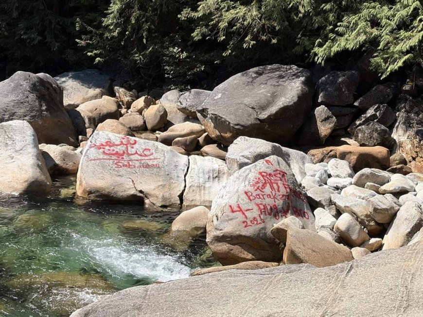 Man accused of spraying graffiti memorial on rocks at B.C. park arrested