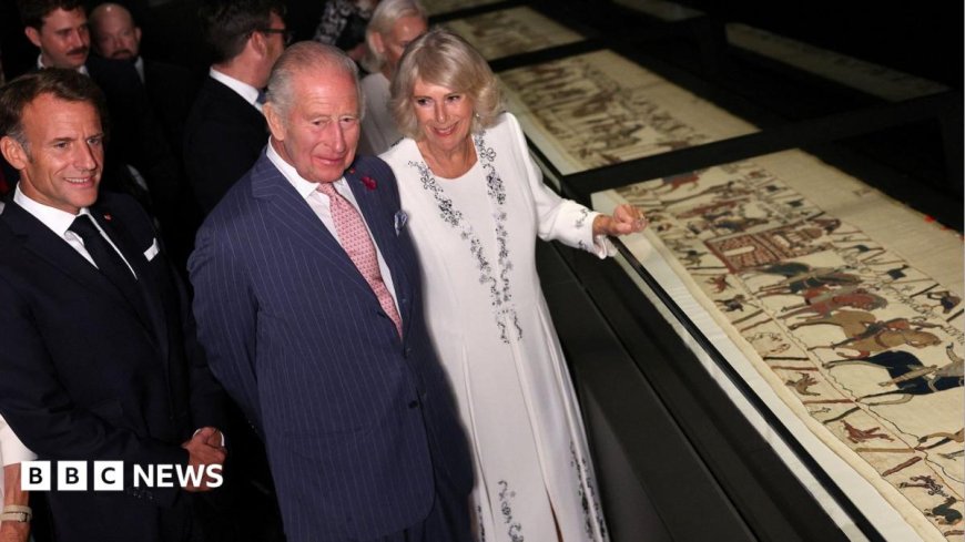 King and Macron view historic Bayeux Tapestry exhibition in London